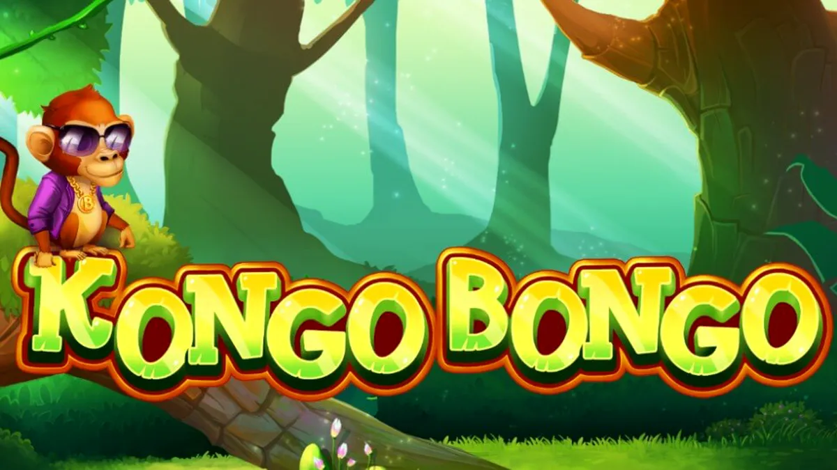 Cena vibrante da selva no slot Kongo Bongo com o Gorila ao fundo